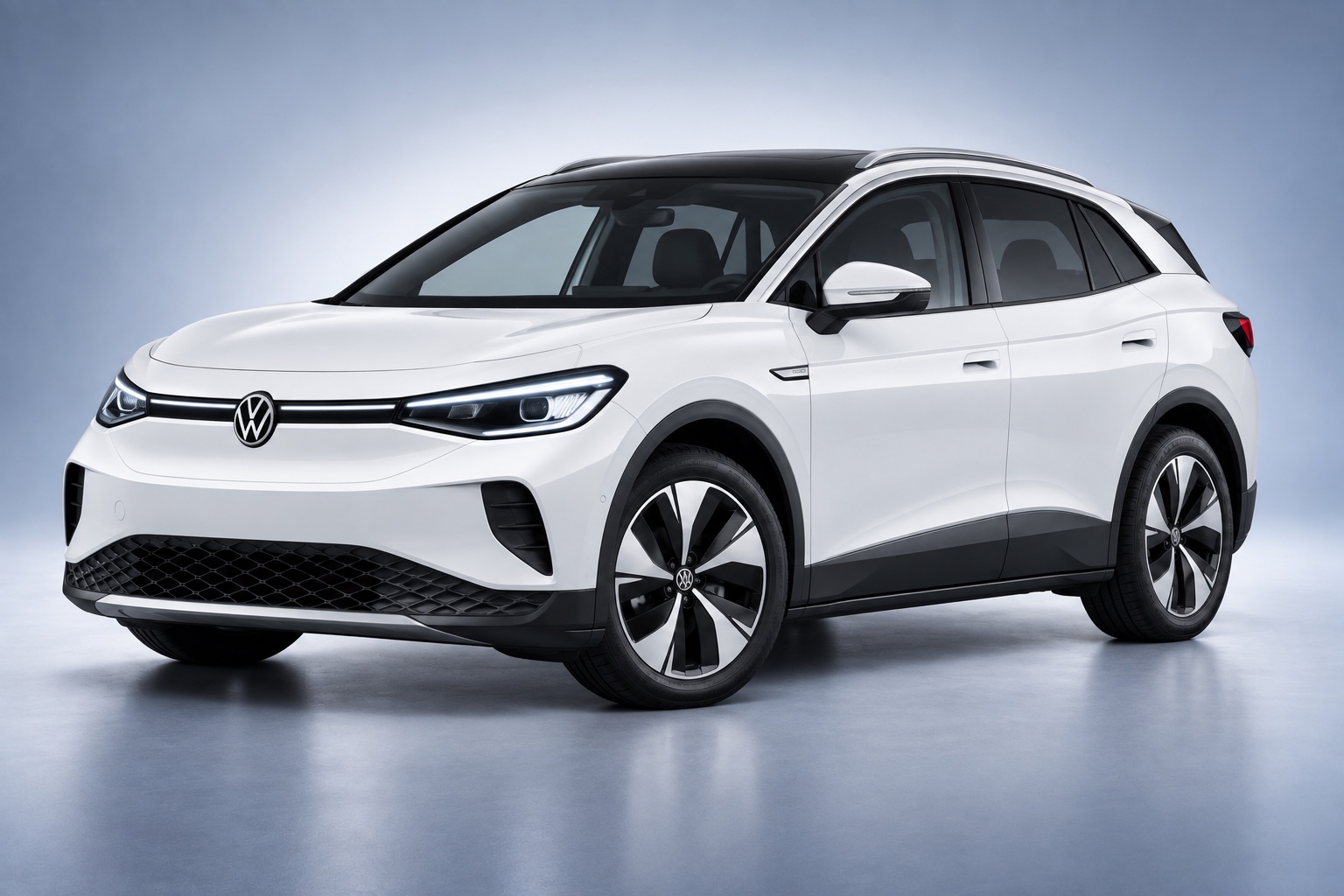 White Volkswagen ID.4 in a premium studio setting